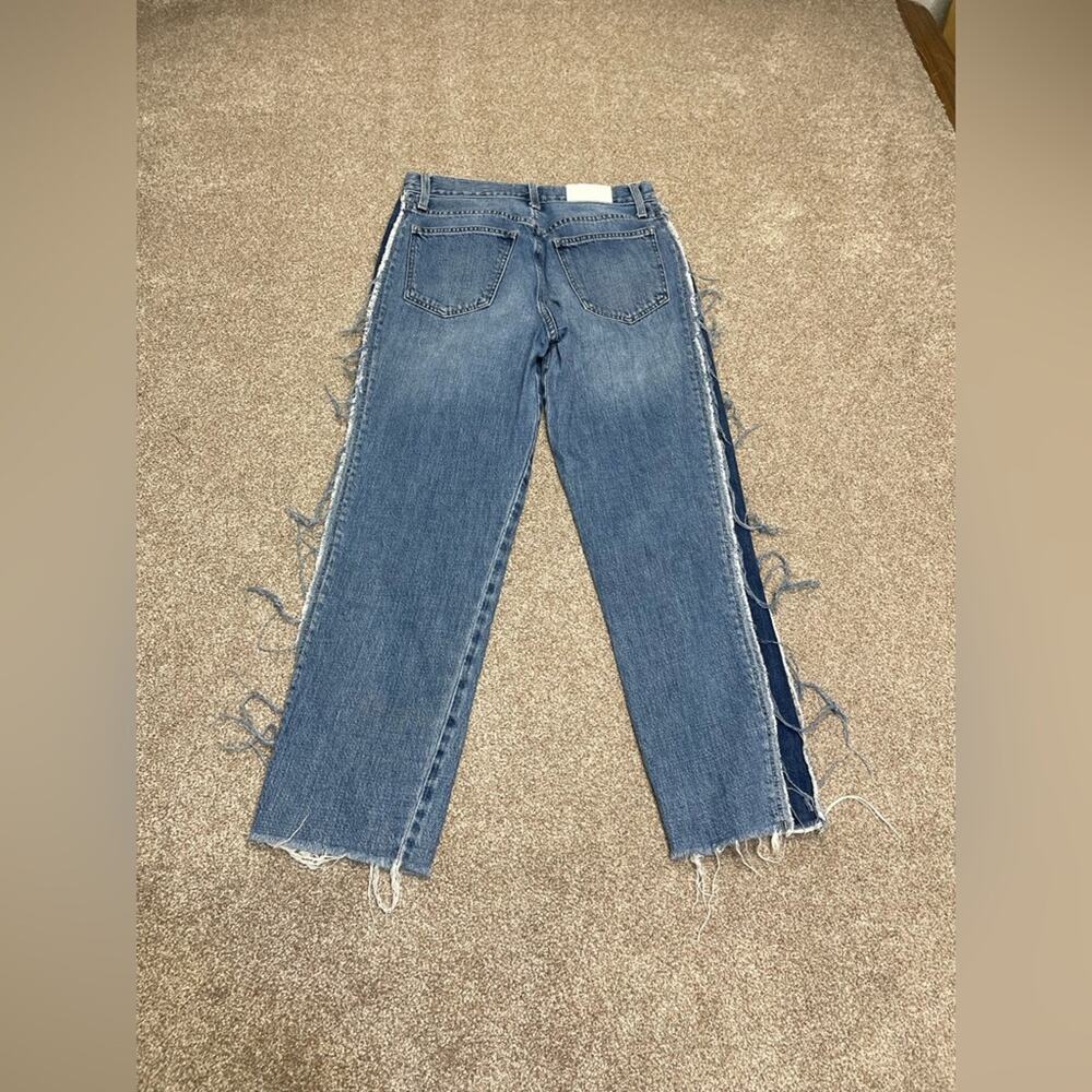Anthropologie Pistola side fray straight jeans sz 27 button fly blue jeans